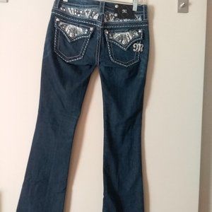 Miss Me Signature-Rise Slim Size 28 Thick Stitched Embellished Flap Pockets